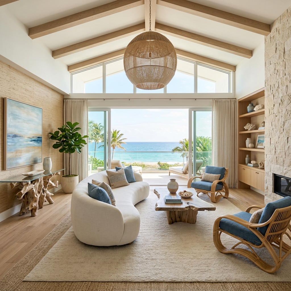 Luxurious coastal modern living room by Dekoarte Design